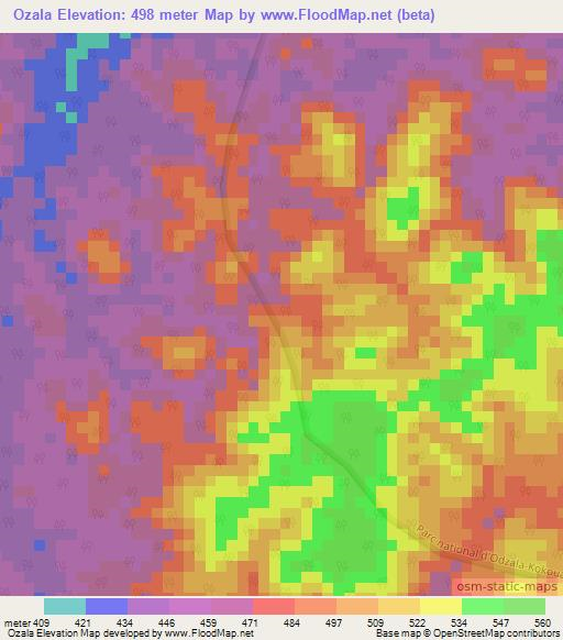 Ozala,Congo (Brazzaville) Elevation Map