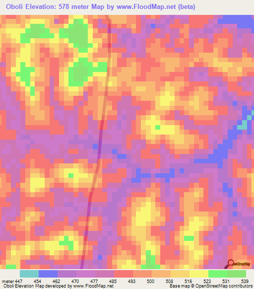 Oboli,Congo (Brazzaville) Elevation Map