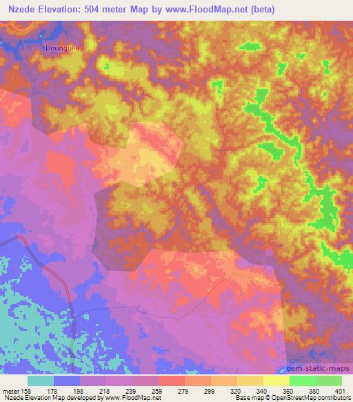 Nzede,Congo (Brazzaville) Elevation Map