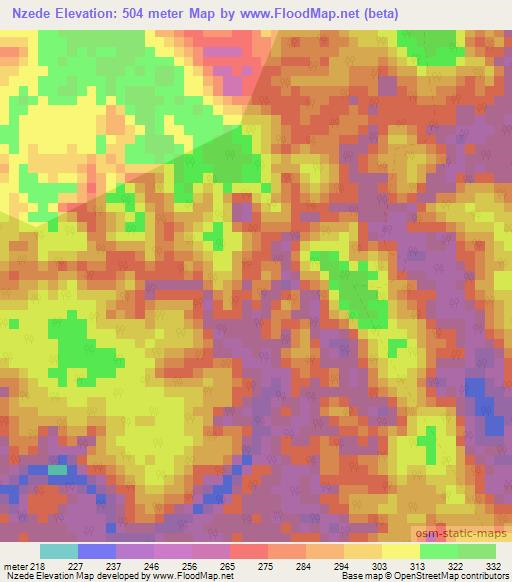 Nzede,Congo (Brazzaville) Elevation Map