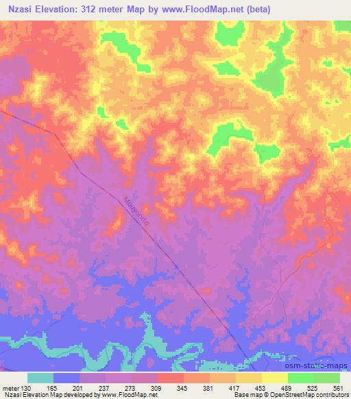 Nzasi,Congo (Brazzaville) Elevation Map