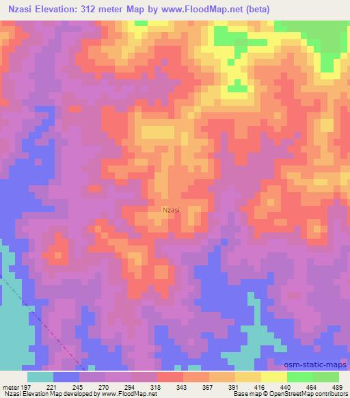 Nzasi,Congo (Brazzaville) Elevation Map