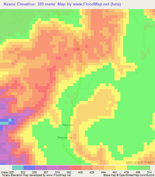 Nzaou,Congo (Brazzaville) Elevation Map