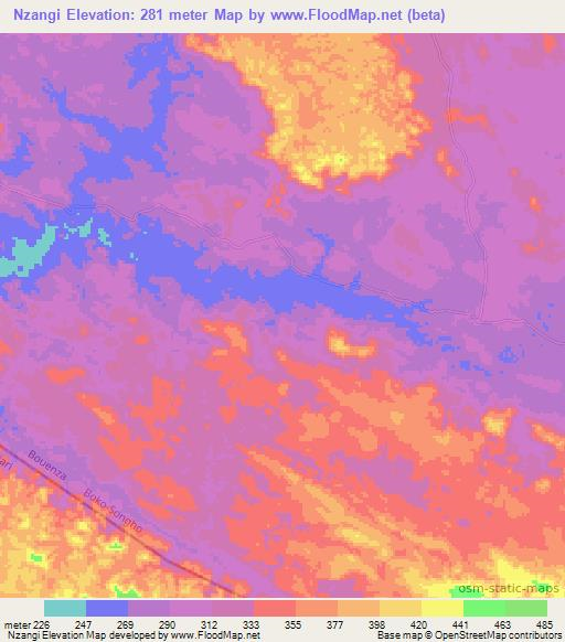 Nzangi,Congo (Brazzaville) Elevation Map