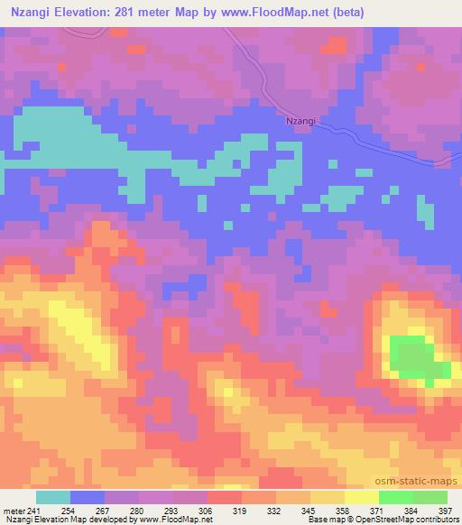 Nzangi,Congo (Brazzaville) Elevation Map