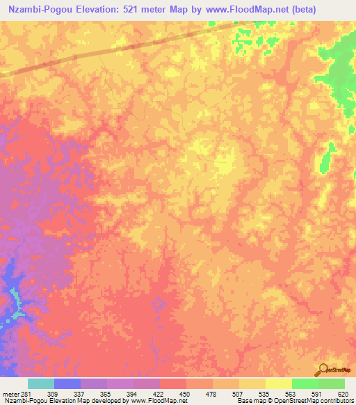 Nzambi-Pogou,Congo (Brazzaville) Elevation Map