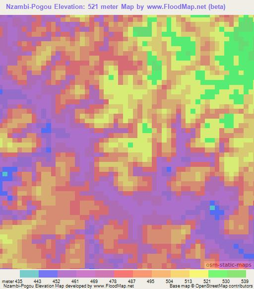 Nzambi-Pogou,Congo (Brazzaville) Elevation Map
