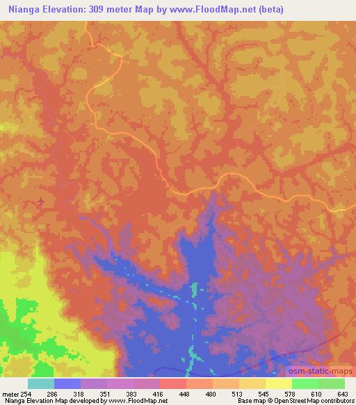 Nianga,Congo (Brazzaville) Elevation Map