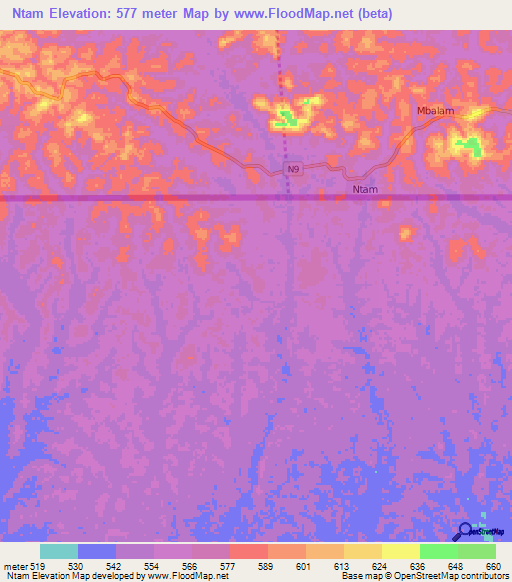 Ntam,Congo (Brazzaville) Elevation Map