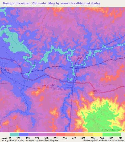 Nsanga,Congo (Brazzaville) Elevation Map