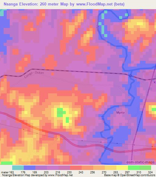 Nsanga,Congo (Brazzaville) Elevation Map