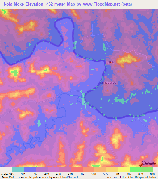 Nola-Moke,Congo (Brazzaville) Elevation Map