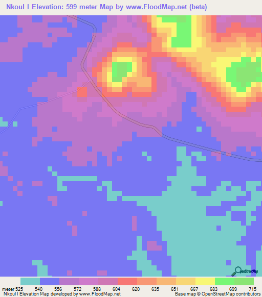 Nkoul I,Congo (Brazzaville) Elevation Map