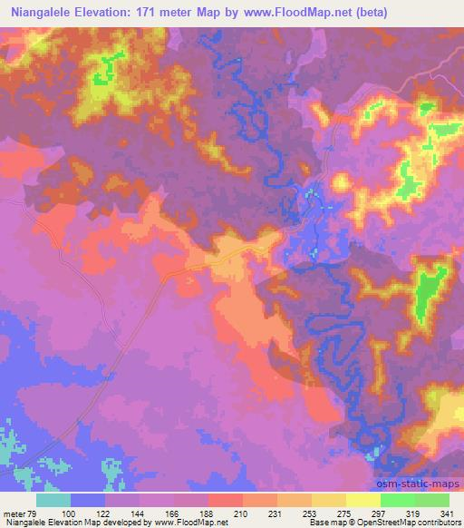 Niangalele,Congo (Brazzaville) Elevation Map