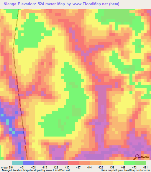 Nianga,Congo (Brazzaville) Elevation Map
