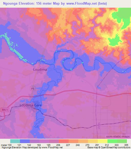 Ngounga,Congo (Brazzaville) Elevation Map