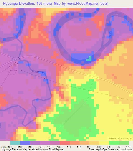 Ngounga,Congo (Brazzaville) Elevation Map