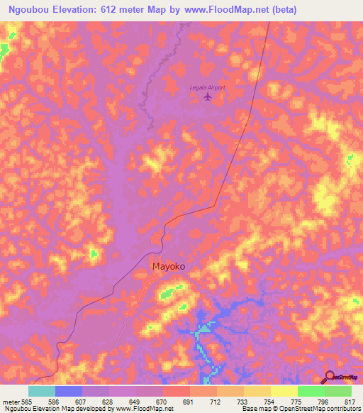 Ngoubou,Congo (Brazzaville) Elevation Map