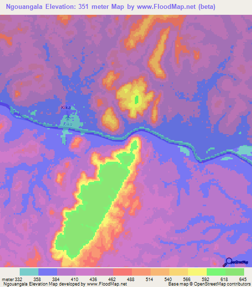 Ngouangala,Congo (Brazzaville) Elevation Map