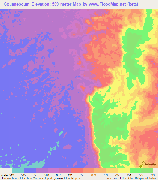 Gouaneboum,Congo (Brazzaville) Elevation Map