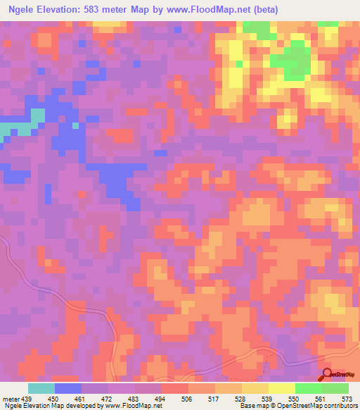 Ngele,Congo (Brazzaville) Elevation Map