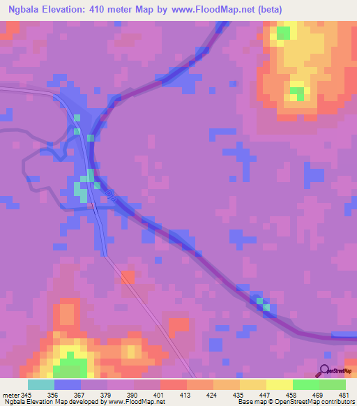 Ngbala,Congo (Brazzaville) Elevation Map