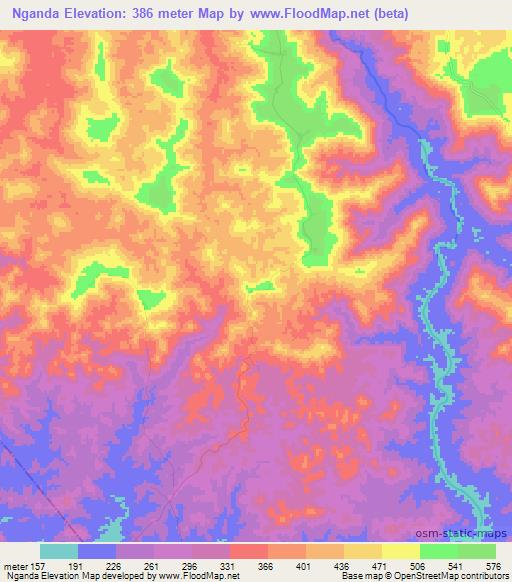 Nganda,Congo (Brazzaville) Elevation Map