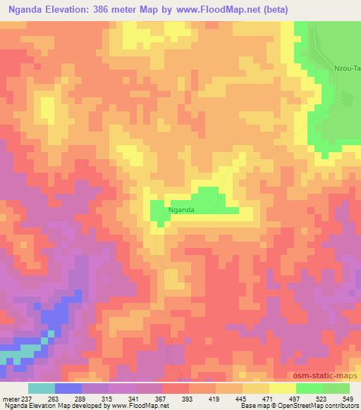 Nganda,Congo (Brazzaville) Elevation Map