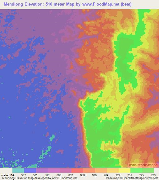 Mendiong,Congo (Brazzaville) Elevation Map