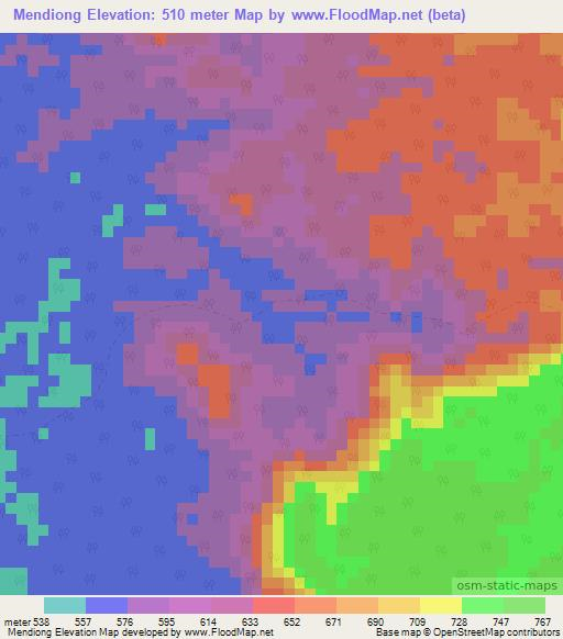 Mendiong,Congo (Brazzaville) Elevation Map