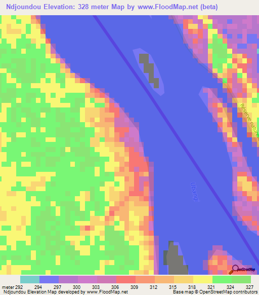 Ndjoundou,Congo (Brazzaville) Elevation Map