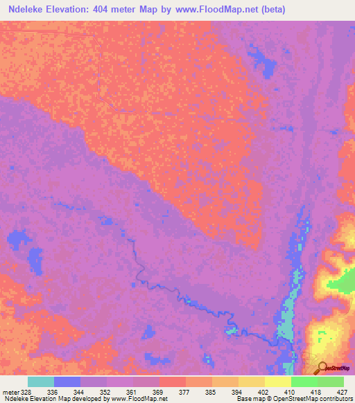 Ndeleke,Congo (Brazzaville) Elevation Map