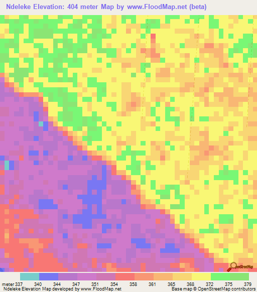 Ndeleke,Congo (Brazzaville) Elevation Map