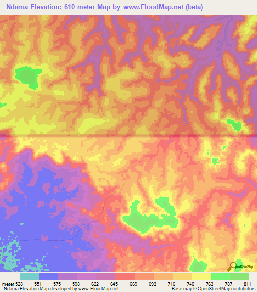 Ndama,Congo (Brazzaville) Elevation Map