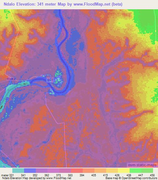 Ndalo,Congo (Brazzaville) Elevation Map