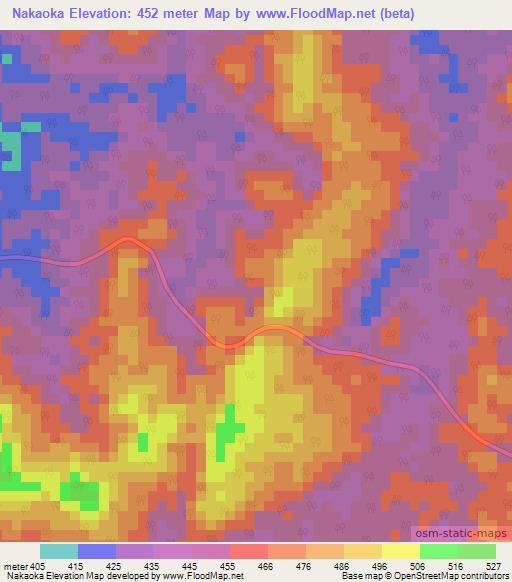 Nakaoka,Congo (Brazzaville) Elevation Map