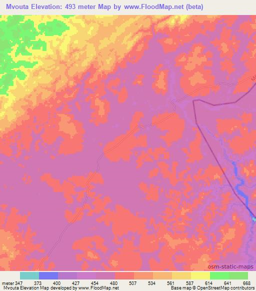 Mvouta,Congo (Brazzaville) Elevation Map