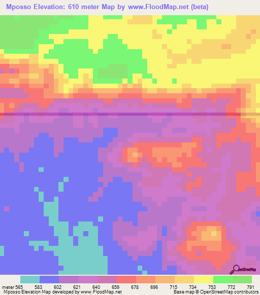 Mposso,Congo (Brazzaville) Elevation Map