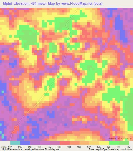 Mpini,Congo (Brazzaville) Elevation Map