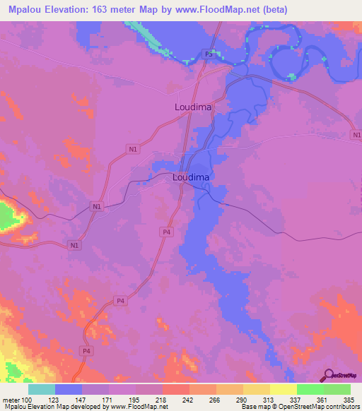 Mpalou,Congo (Brazzaville) Elevation Map