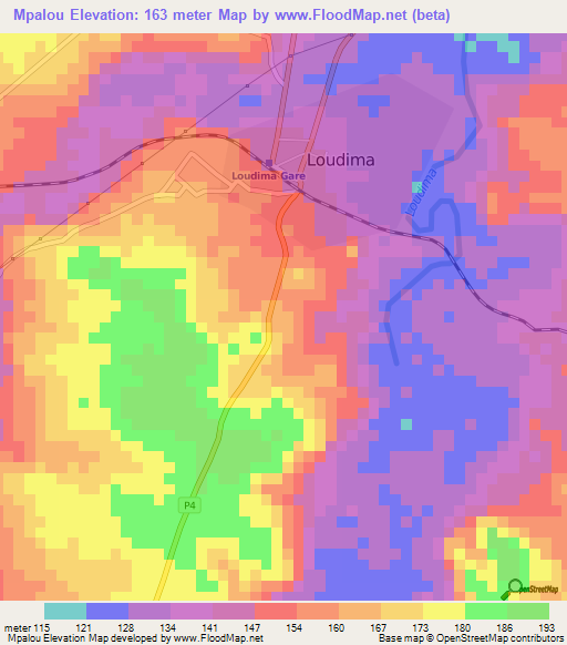 Mpalou,Congo (Brazzaville) Elevation Map