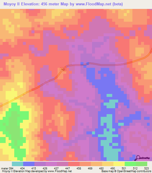 Moyoy II,Congo (Brazzaville) Elevation Map