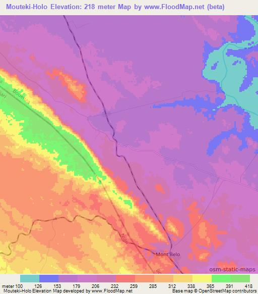 Mouteki-Holo,Congo (Brazzaville) Elevation Map