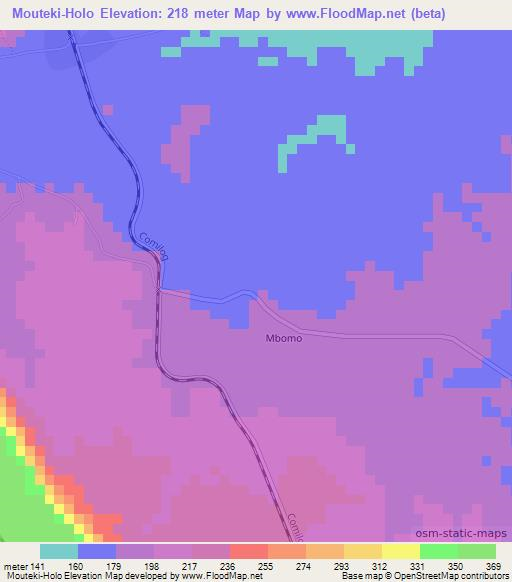 Mouteki-Holo,Congo (Brazzaville) Elevation Map