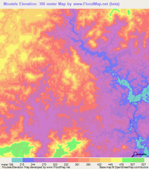 Moutele,Congo (Brazzaville) Elevation Map