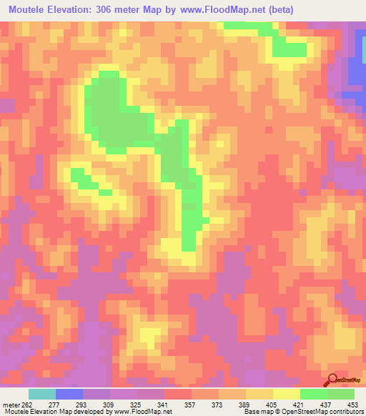 Moutele,Congo (Brazzaville) Elevation Map