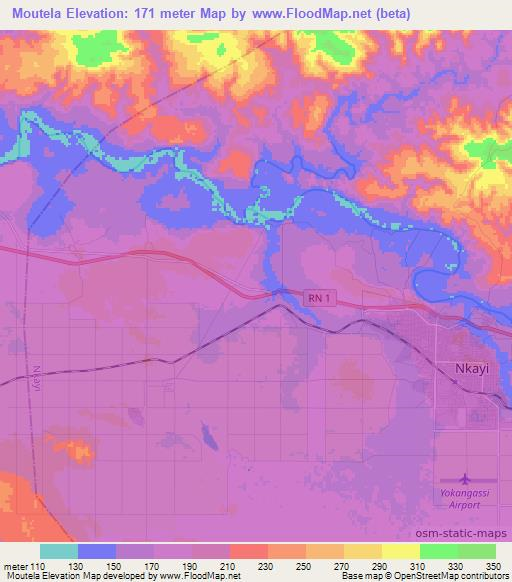 Moutela,Congo (Brazzaville) Elevation Map