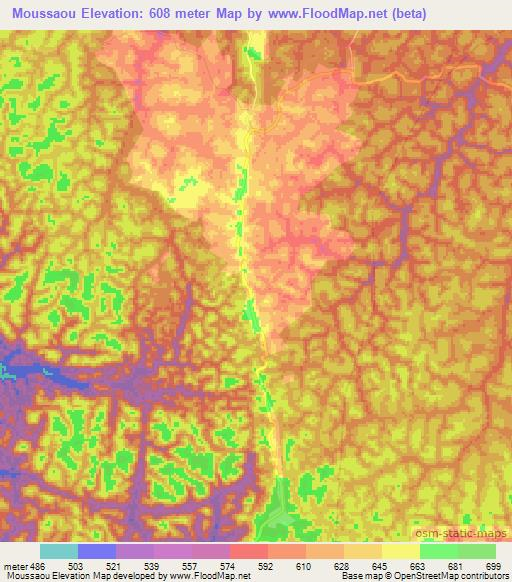 Moussaou,Congo (Brazzaville) Elevation Map