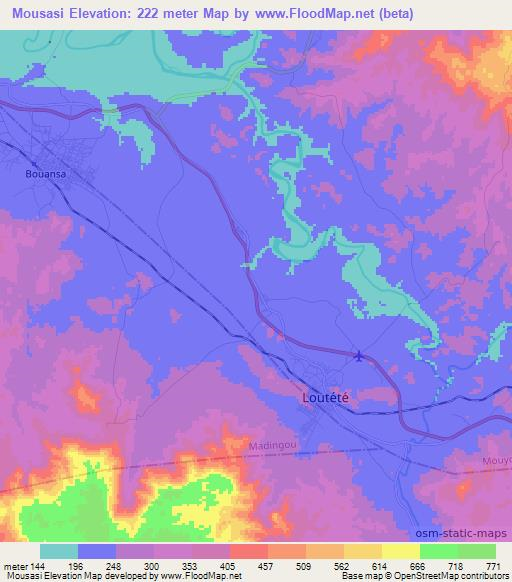 Mousasi,Congo (Brazzaville) Elevation Map