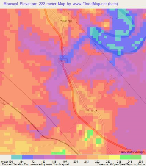 Mousasi,Congo (Brazzaville) Elevation Map